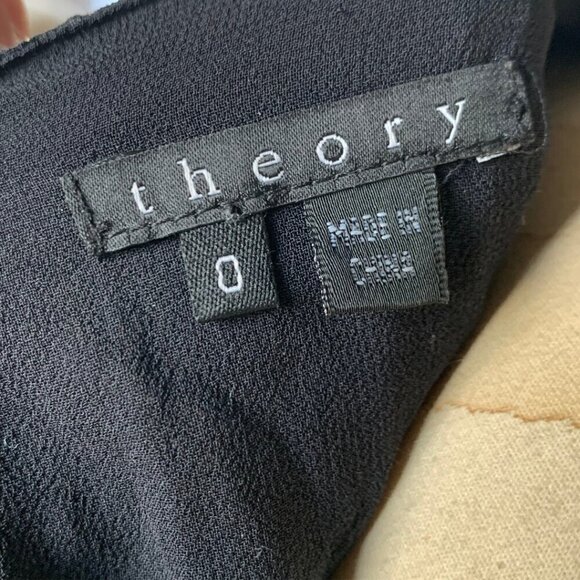 Theory Maryanka Black Silk Sequin Cap Sleeve Shift Dress Womens Size 0 - Picture 4 of 6